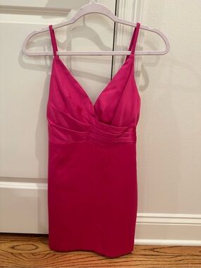 DO+BE Hot Pink Spaghetti Strap V-Neck Mini Dress